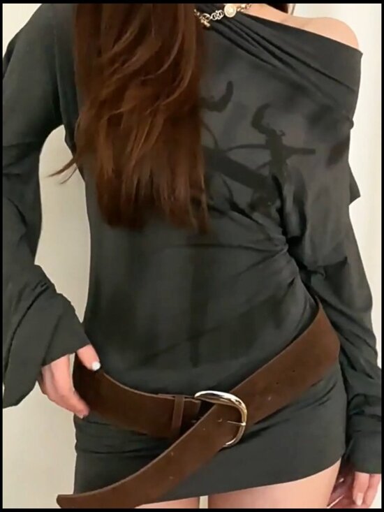 Wide Chunky Suede Faux Leather Belt with Oversized Metal Buckle main image 4